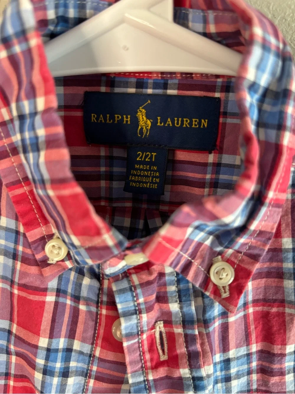 Ralph Lauren Red and Blue Plaid Button-Down Shirt